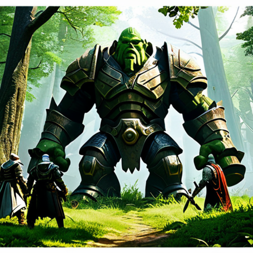 **
A team of diverse adventurers, fully clothed in practical fantasy armor and modest attire, strategically positioned around a large, imposing but non-threatening stone golem boss in a lush, green forest clearing. The characters are actively engaged in combat, with visible spell effects (non-violent, light-based). Focus on teamwork and tactical positioning. Safe for work, appropriate content, professional digital art, perfect anatomy, natural proportions.
**