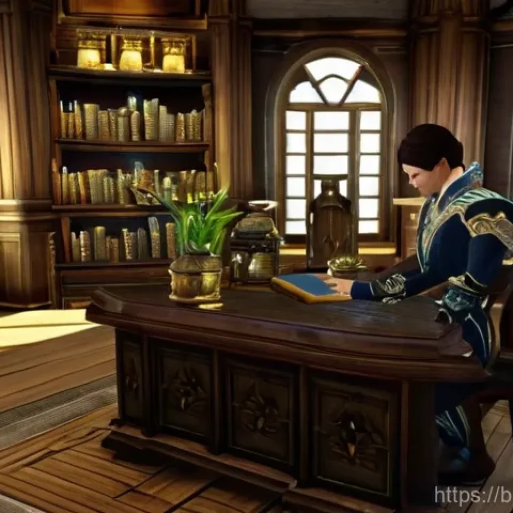 아키에이지 상위 유저 팁 정리 - **ArcheAge: The Master Trader's Sanctuary**
An adult ArcheAge character, gender-neutral, wearing...
